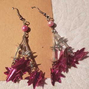Decorative costume jewelry long dangle fish hook earrings